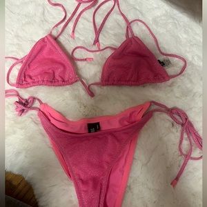 Triangl pink sparkle suit. Bottoms size small, medium top
